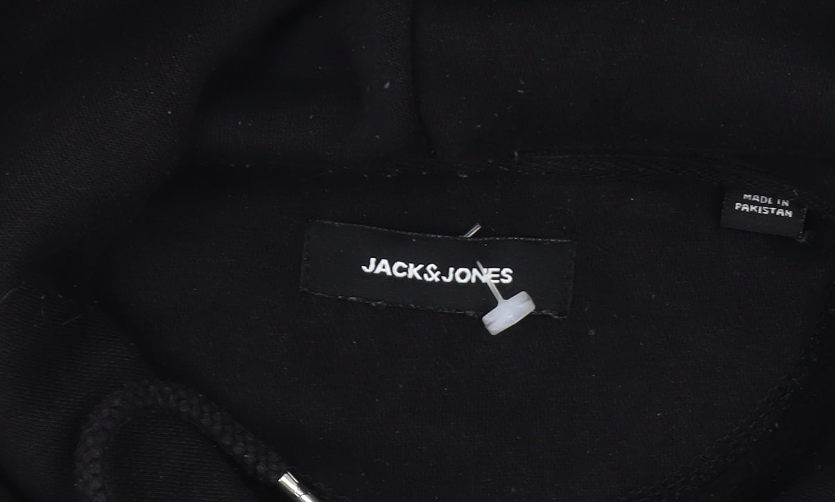Mens UK Size S JACK & JONES Black Pullover Hoodie