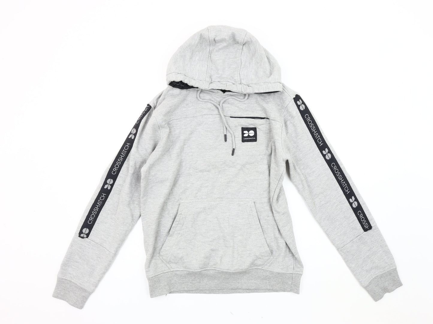 Mens UK Size M Crosshatch Grey Pullover Hoodie