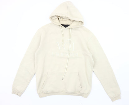 VOI London Men's Beige Pullover Hoodie L Logo