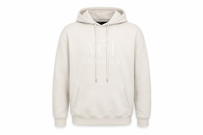 VOI London Men's Beige Pullover Hoodie L Logo