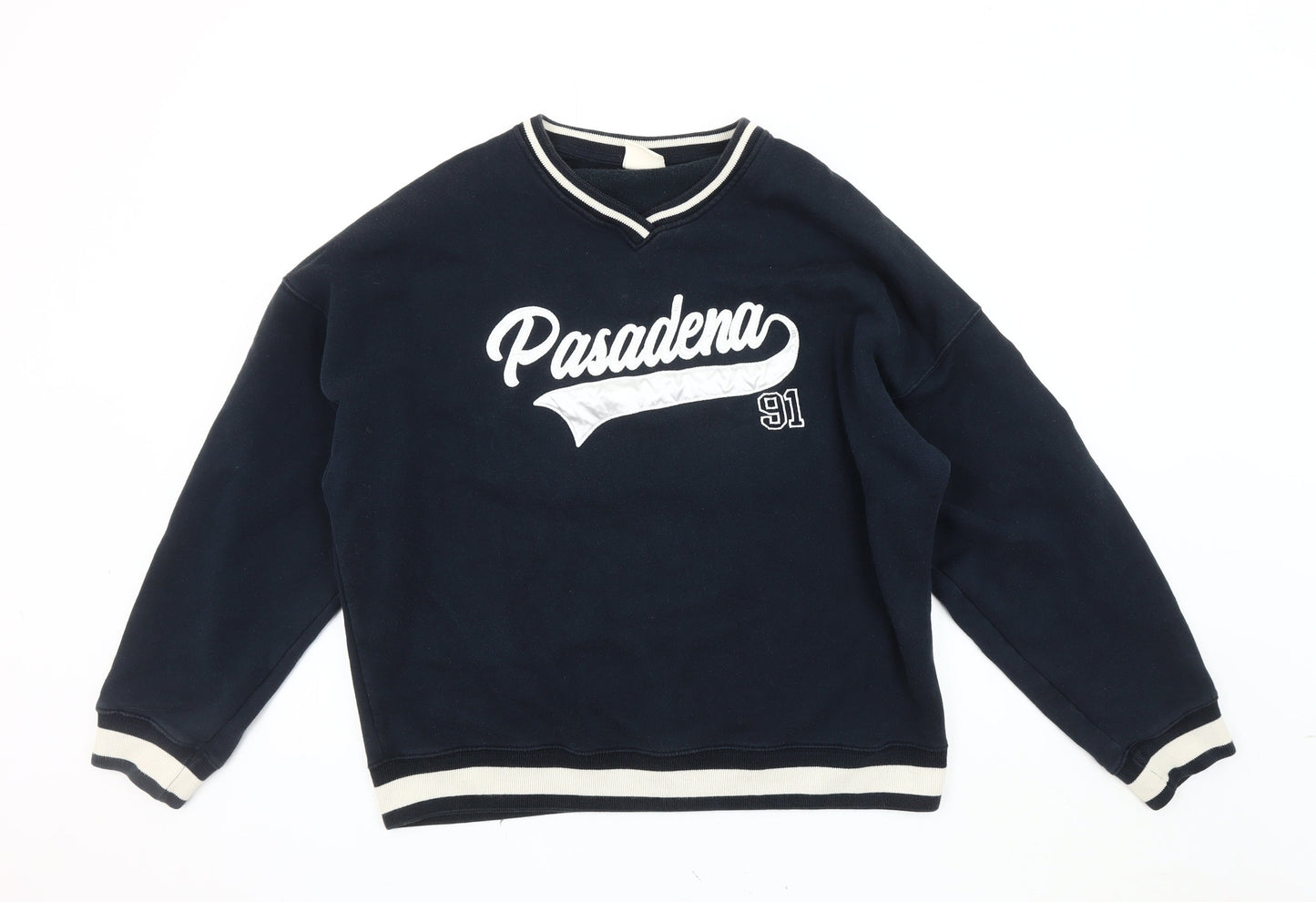 Mens UK Size L Pull&Bear Blue Pullover Sweatshirt