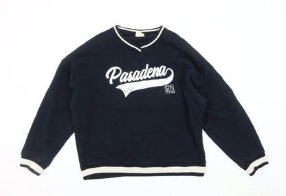 Mens UK Size L Pull&Bear Blue Pullover Sweatshirt