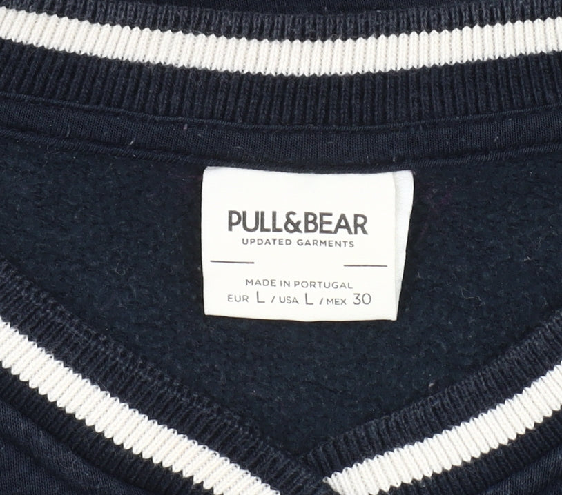 Mens UK Size L Pull&Bear Blue Pullover Sweatshirt