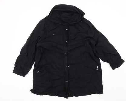 Ann Harvey Women's Black Long Coat, Size 18, Hooded