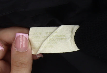 Ann Harvey Women's Black Long Coat, Size 18, Hooded