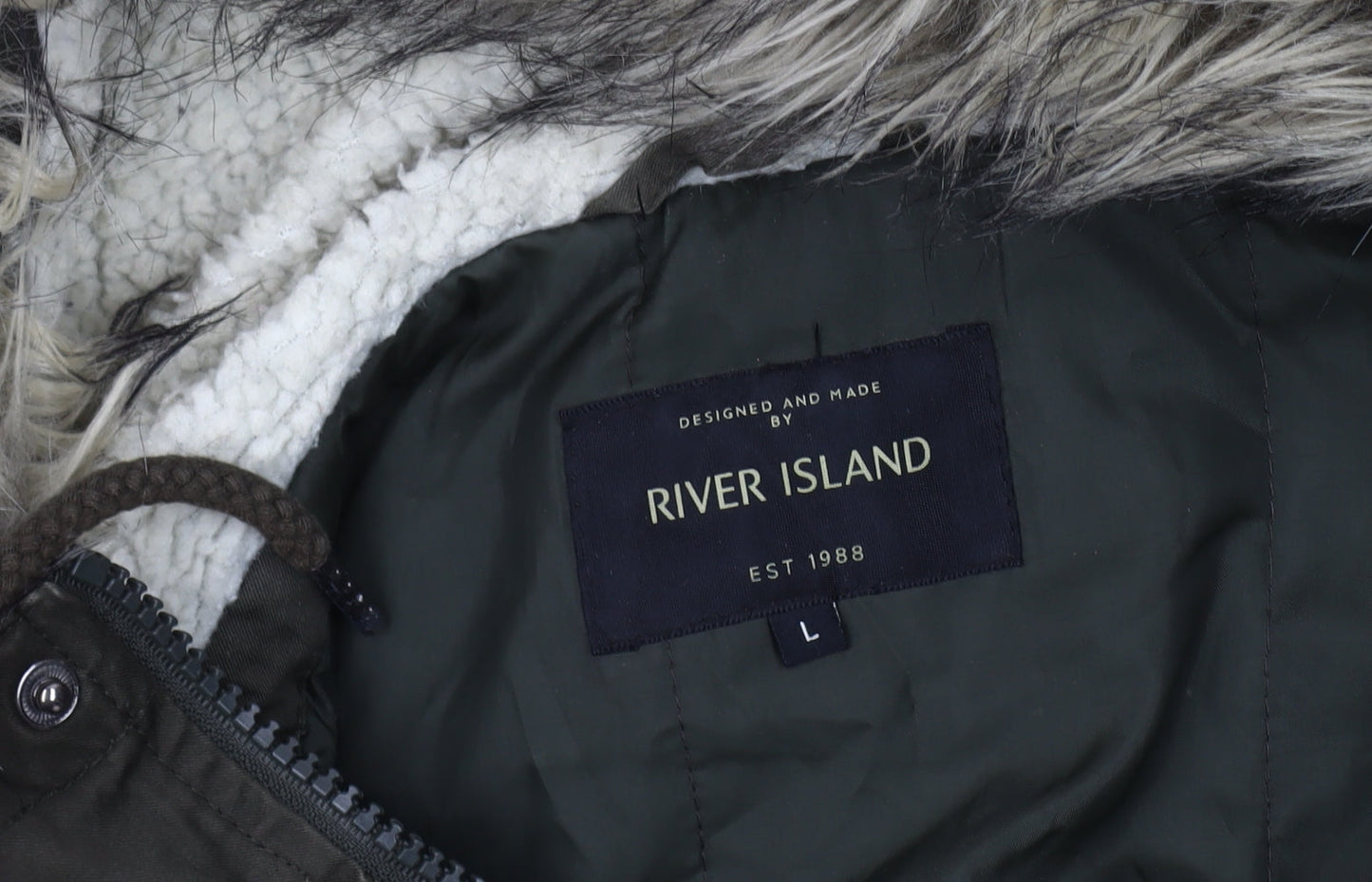 Womens UK Size L River Island Green Parka Coat