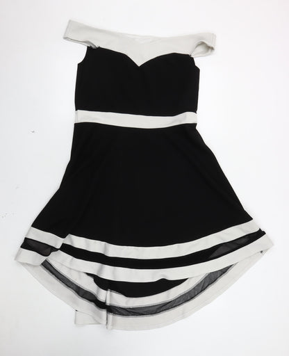 Quiz Women's Black & Ivory Fit & Flare Dress Size 16