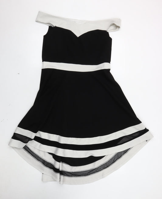 Quiz Women's Black & Ivory Fit & Flare Dress Size 16
