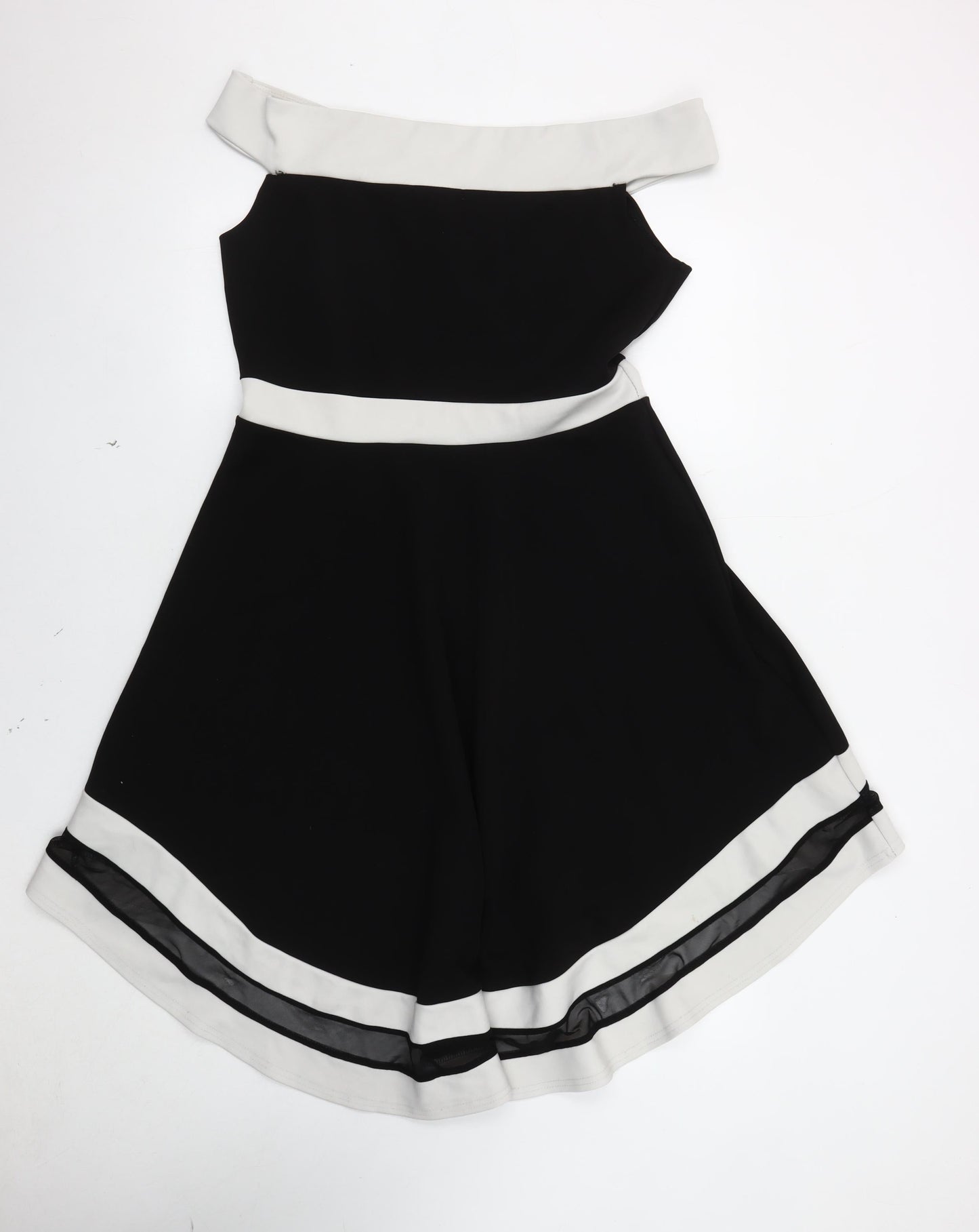 Quiz Women's Black & Ivory Fit & Flare Dress Size 16