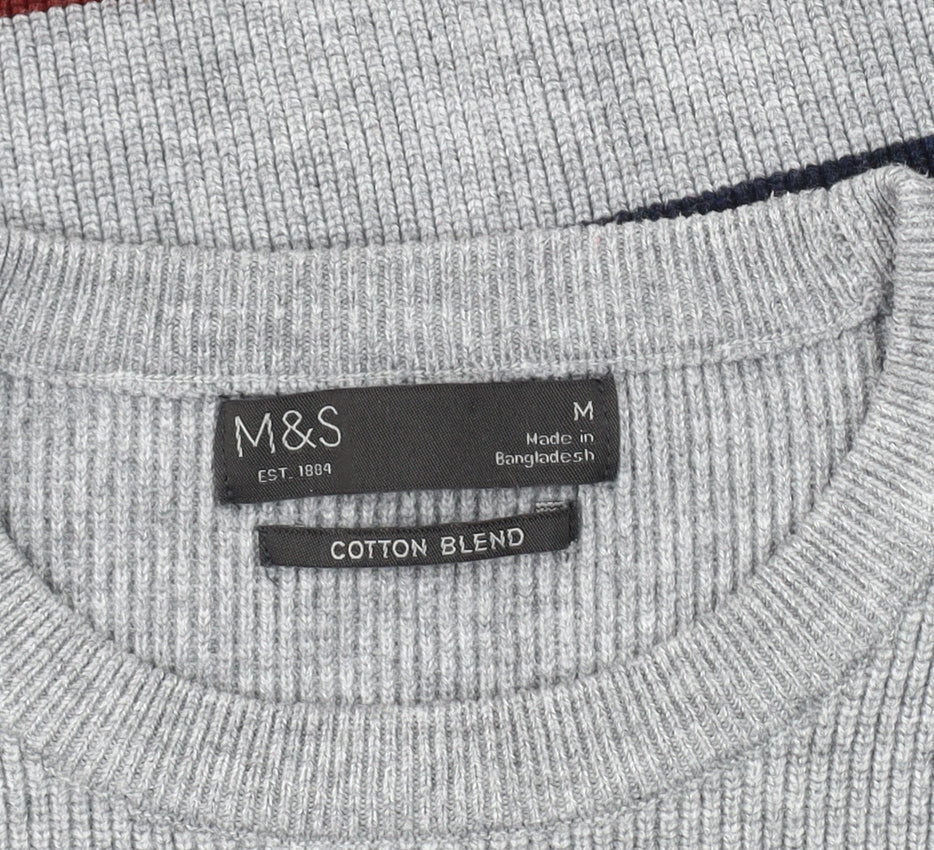 Marks and Spencer Men’s Multicoloured Striped Jumper - M