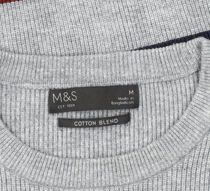 Marks and Spencer Men’s Multicoloured Striped Jumper - M