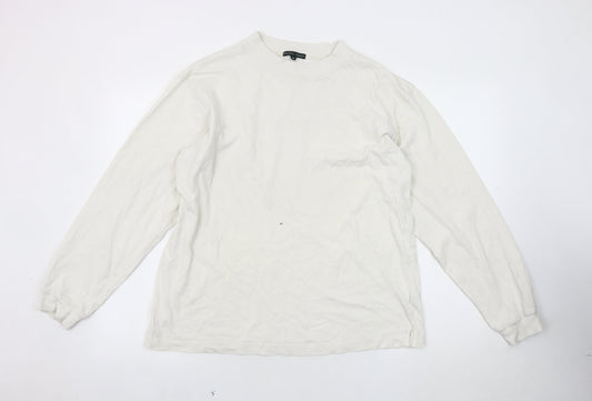 Racing Green Men's White Long Sleeve Cotton T-Shirt M