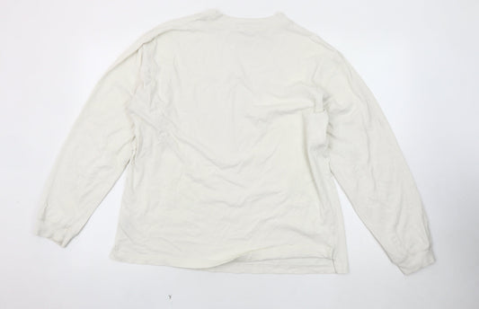 Racing Green Men's White Long Sleeve Cotton T-Shirt M