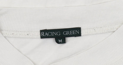 Racing Green Men's White Long Sleeve Cotton T-Shirt M