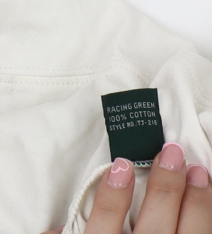 Racing Green Men's White Long Sleeve Cotton T-Shirt M