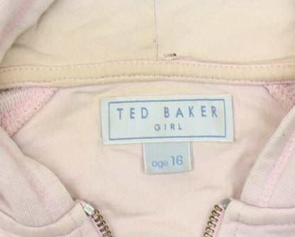 Ted Baker Girls Pink Hooded Jacket, Size 16, Zip Sequined Logo