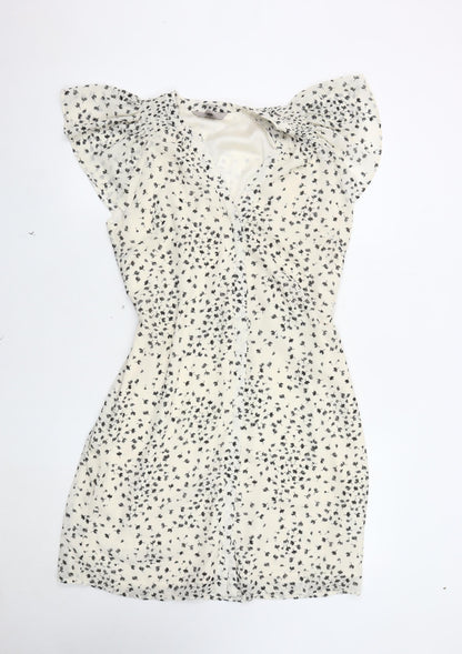 H&M White Floral Women's Dress Size 8