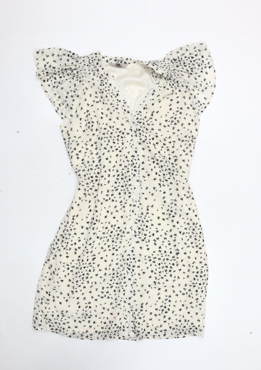 H&M White Floral Women's Dress Size 8