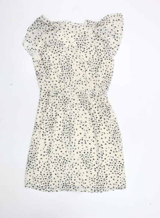 H&M White Floral Women's Dress Size 8