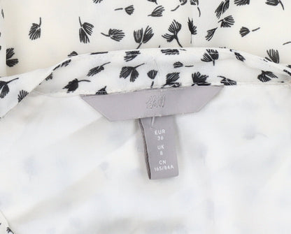 H&M White Floral Women's Dress Size 8