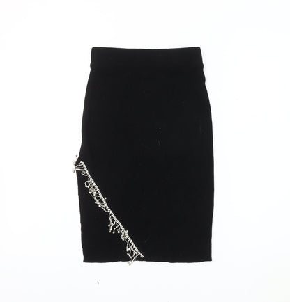Quiz Black Beaded Women's Pencil Skirt - Size S