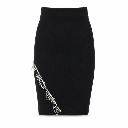 Quiz Black Beaded Women's Pencil Skirt - Size S