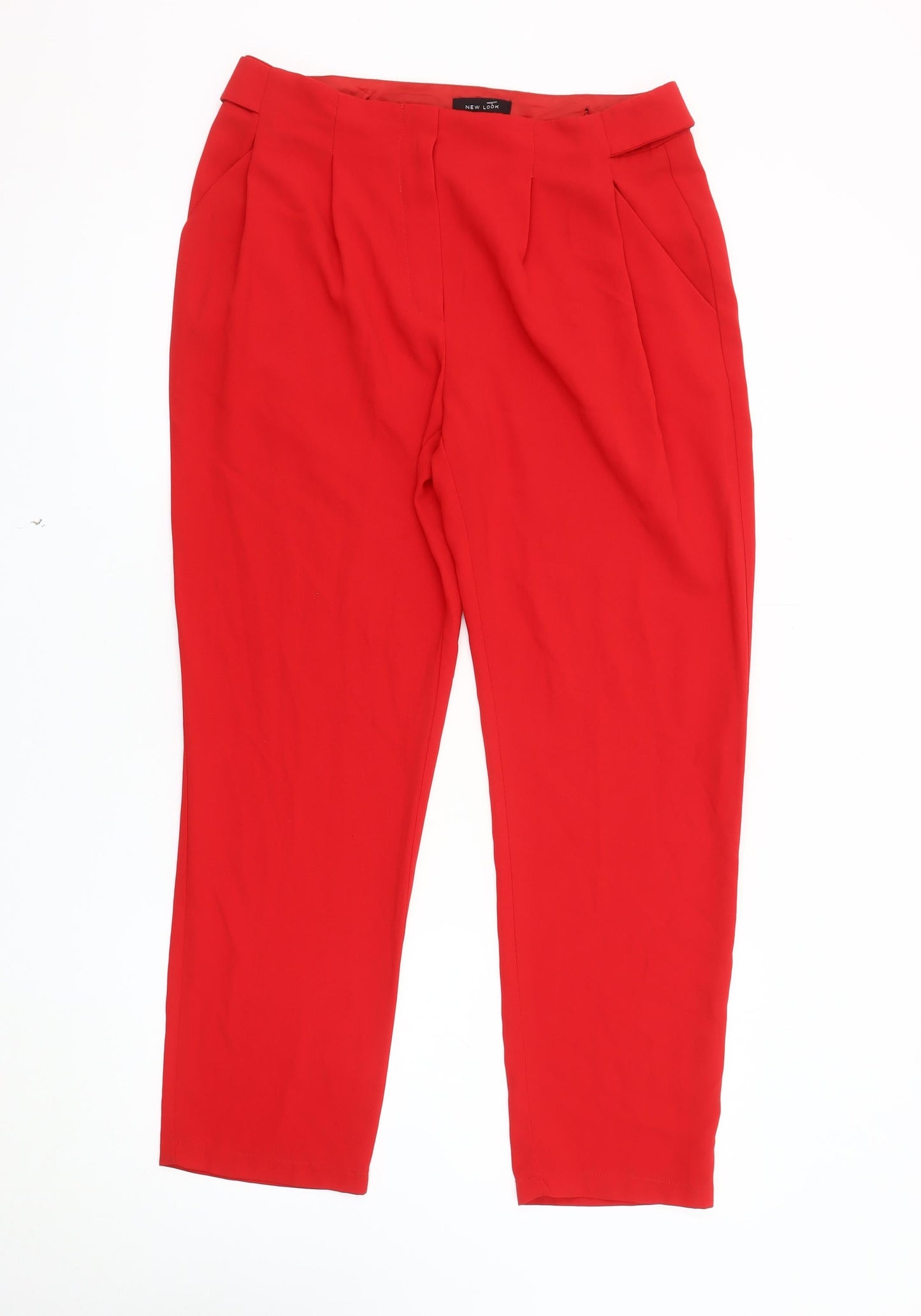 New Look Women's Red Pleated Trousers Size 12