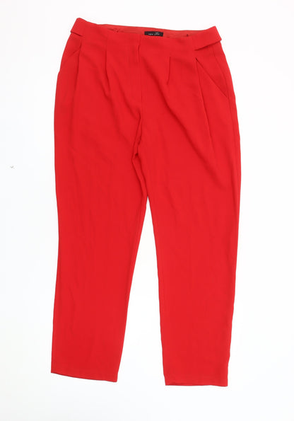 New Look Women's Red Pleated Trousers Size 12