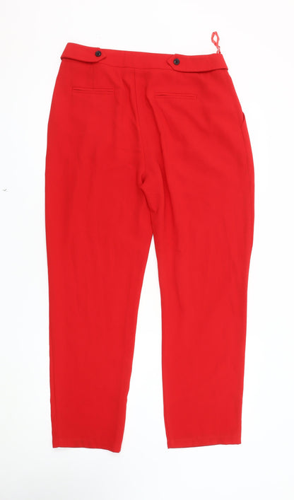 New Look Women's Red Pleated Trousers Size 12