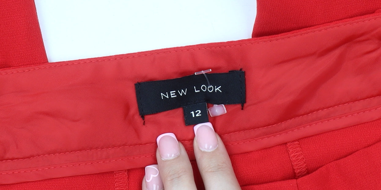 New Look Women's Red Pleated Trousers Size 12