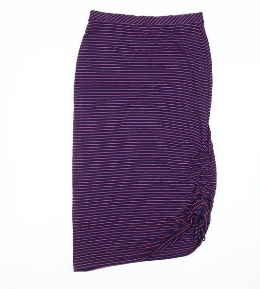 Next Women's Blue Striped Midi Pencil Skirt Size 12