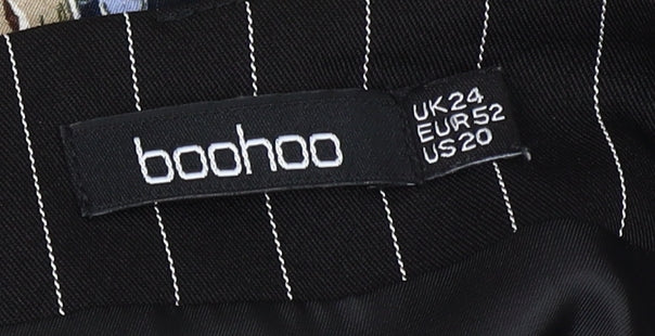 Boohoo Women's Plus Size Black Striped Pencil Skirt