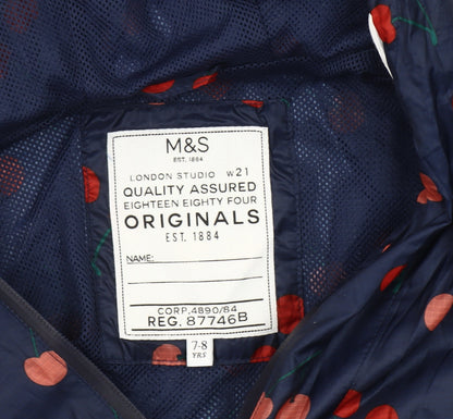 Marks and Spencer Girls Blue Hooded Anorak 7-8 Years