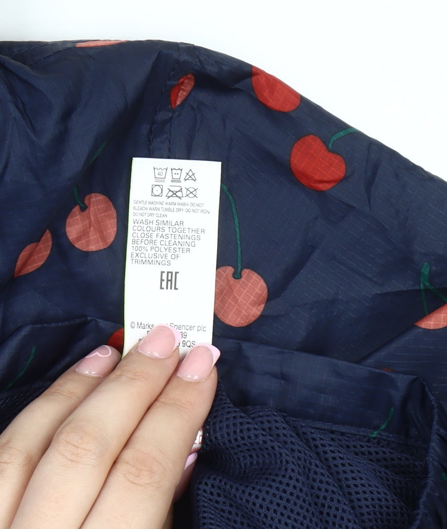 Marks and Spencer Girls Blue Hooded Anorak 7-8 Years