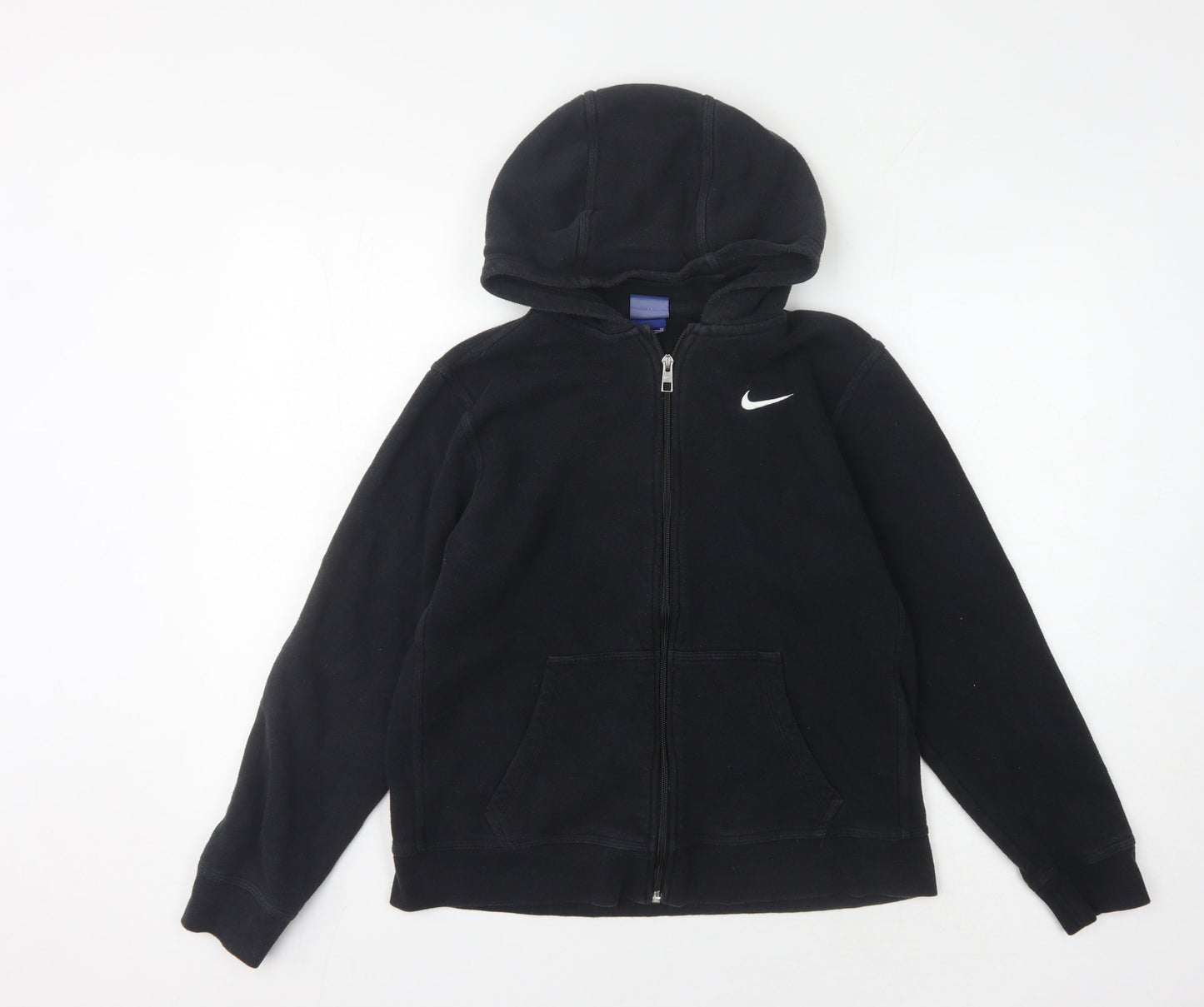 Nike Boys Black Hoodie, XL, Full Zip, Cotton Blend