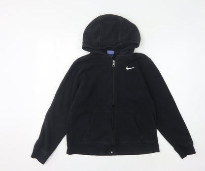 Nike Boys Black Hoodie, XL, Full Zip, Cotton Blend