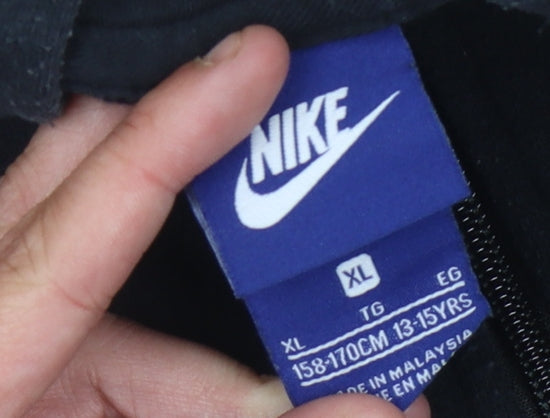 Nike Boys Black Hoodie, XL, Full Zip, Cotton Blend