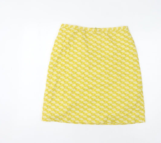 Boden Women’s Yellow Geometric Cotton Knee-Length Skirt