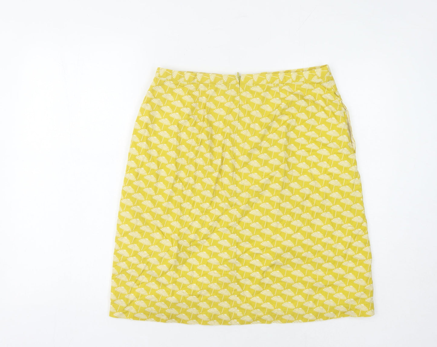 Boden Women’s Yellow Geometric Cotton Knee-Length Skirt