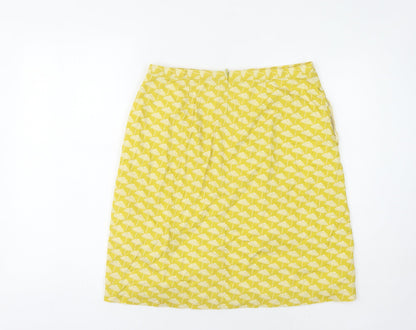 Boden Women’s Yellow Geometric Cotton Knee-Length Skirt