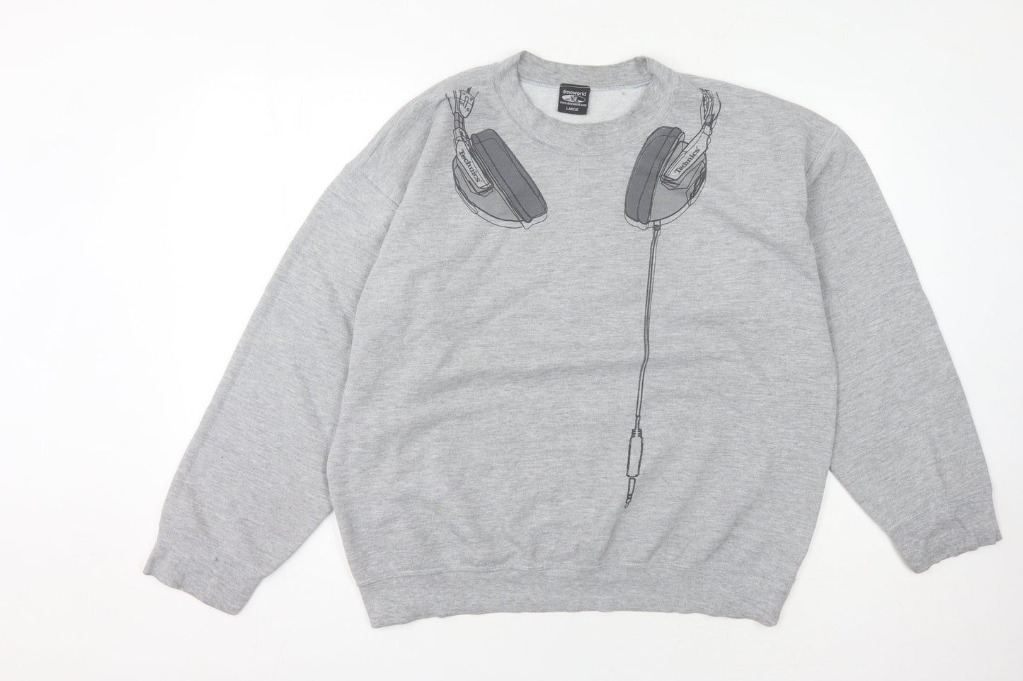 DMC World Men's Grey Graphic Pullover Sweatshirt L