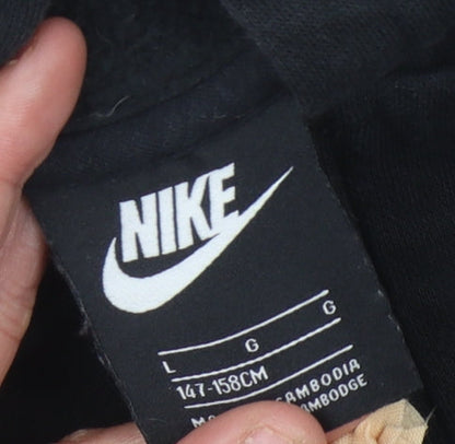 Nike Boys Black Full Zip Hoodie - Size L, Logo Accent