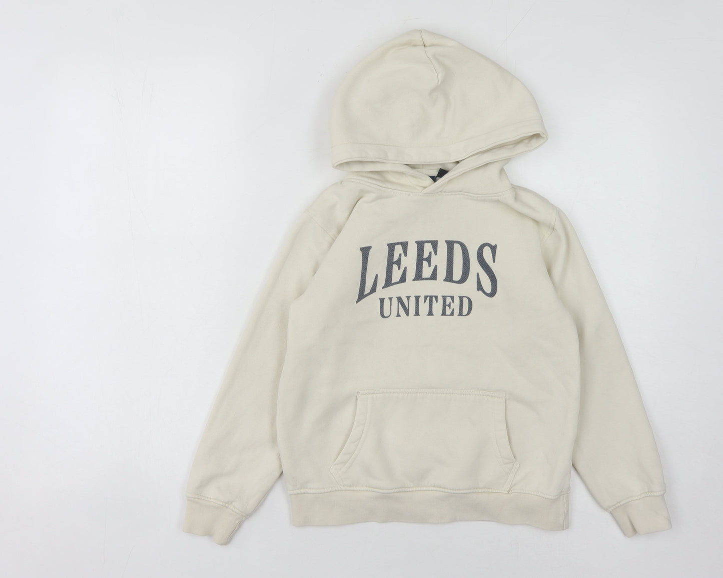 Leeds United Boys Beige Pullover Hoodie 9-10 Years