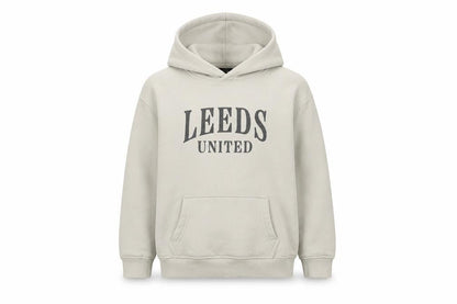 Leeds United Boys Beige Pullover Hoodie 9-10 Years