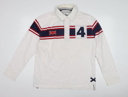 Chukka Men's White Polo Shirt XL Long Sleeve Graphic
