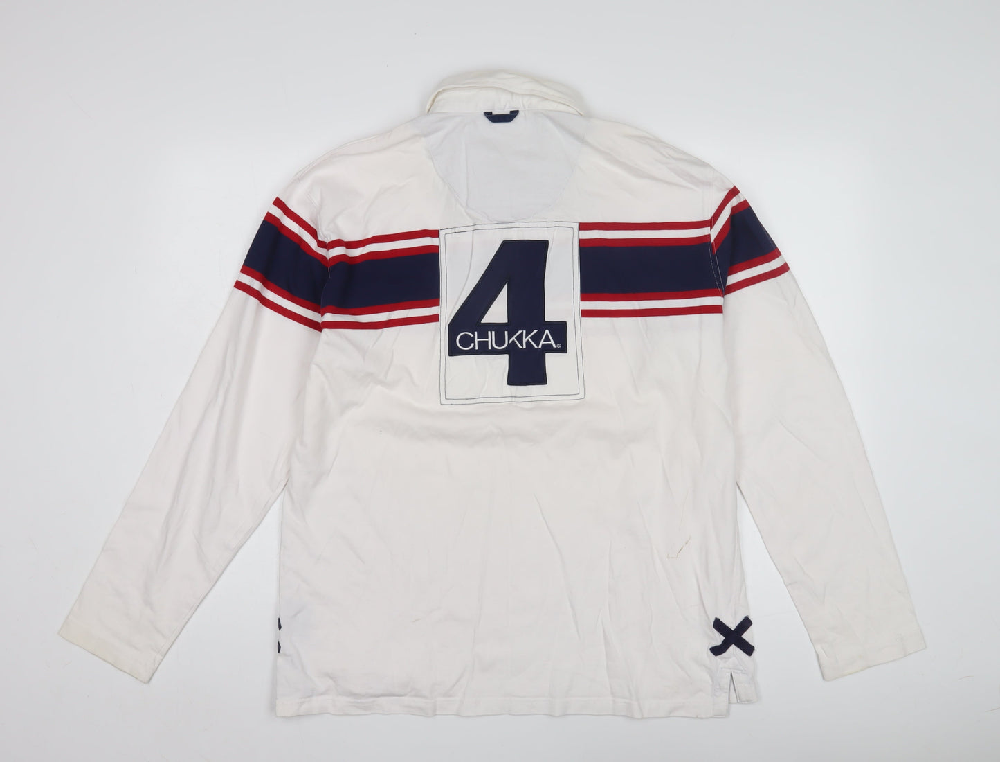 Chukka Men's White Polo Shirt XL Long Sleeve Graphic