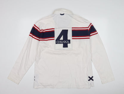 Chukka Men's White Polo Shirt XL Long Sleeve Graphic