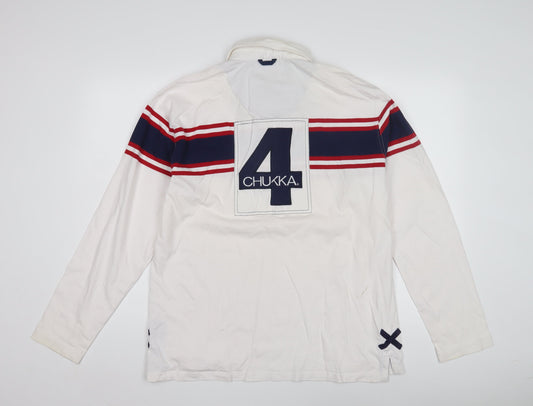 Chukka Men's White Polo Shirt XL Long Sleeve Graphic