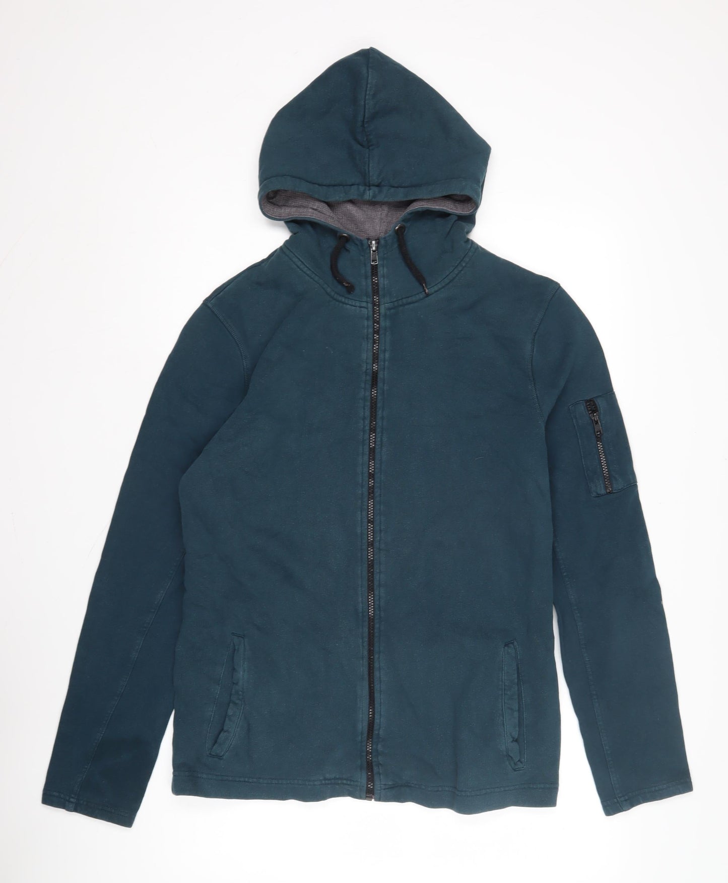 Mens UK Size M River Island Blue Full Zip Hoodie