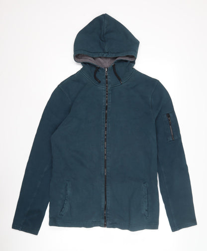 Mens UK Size M River Island Blue Full Zip Hoodie